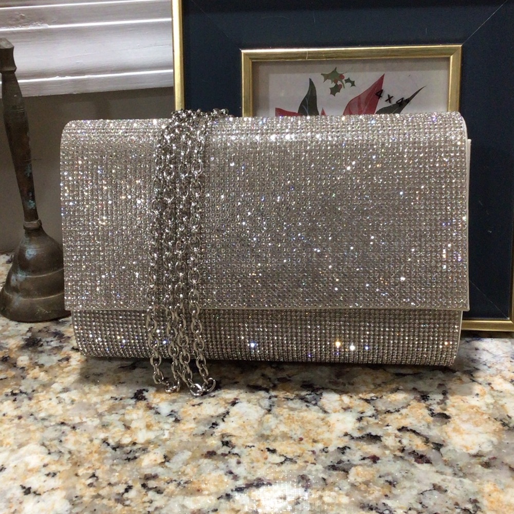 NWOT Elegant Silver Clutch Bag